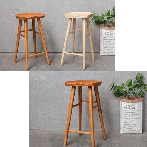 Miniatura 7 de YLCJ Stools High Chair Bar Stool Bar Stool Wooden Restaurant and seat Oval Kitchen Breakfast Counter Bar CAF Greenhouse Carrying 150 Kg for The