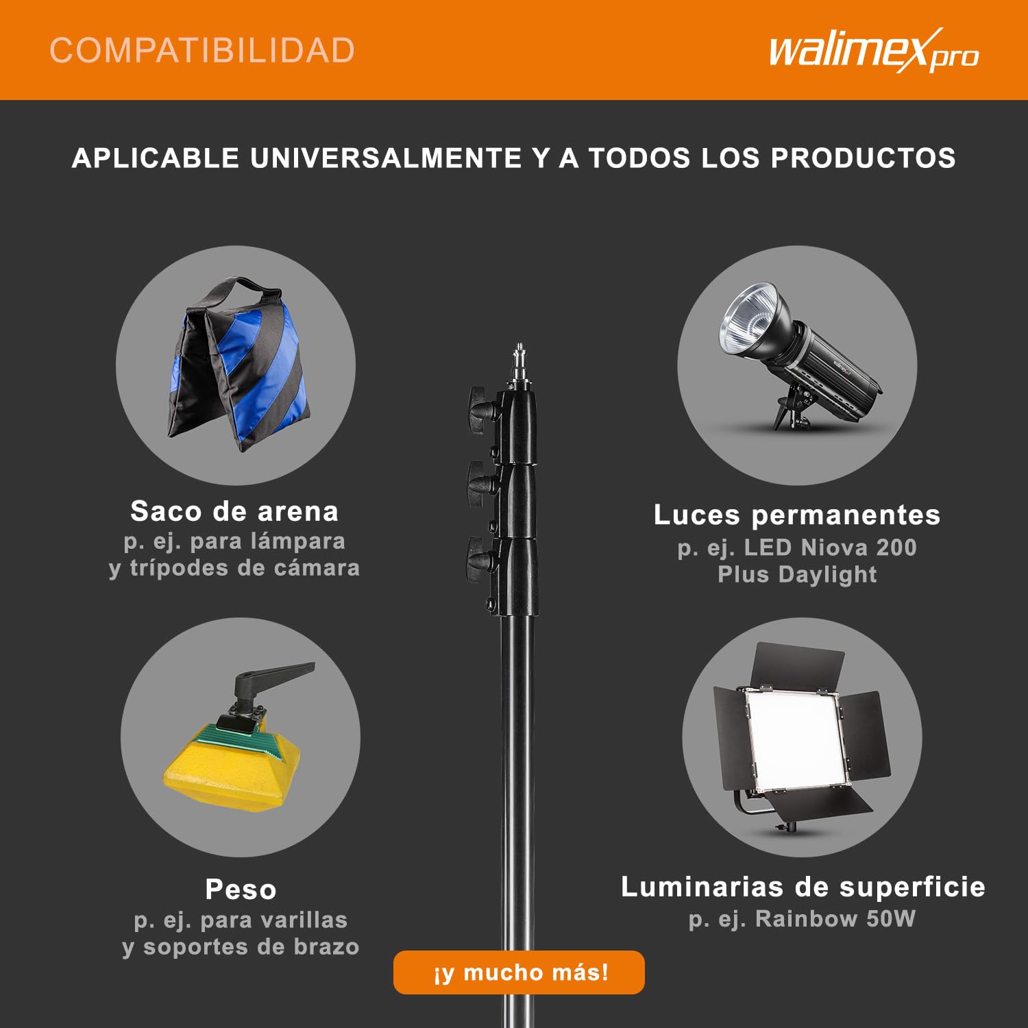 Walimex pro AIR 355 Soporte de luz - Trípode con suspensión de aire, altura máx. 355 cm, carga 8 kg, alto y estable, aluminio, para estudio de fotografía o exterior con bolsa