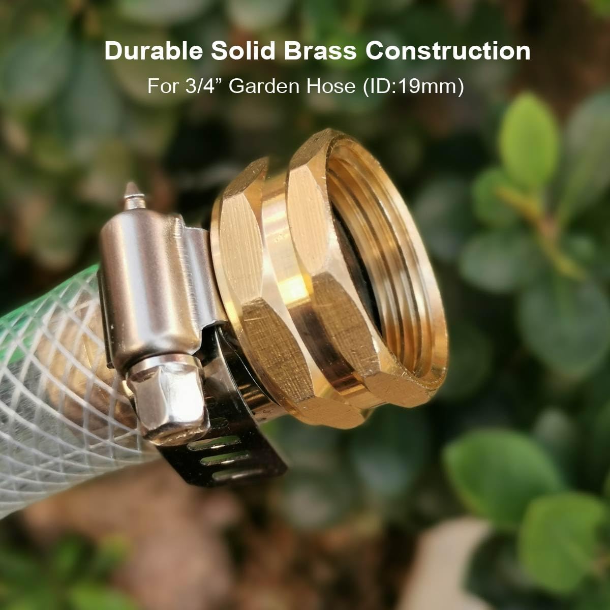 PLG Solid Brass Garden Hose Repair Kit - Heavy Duty Connector with Stainless Steel Clamps - Leak-Proof Mender for 3/4 Hose Fittings - Easy Install for Hose End Replacement & Custom Lengths, 2 Pack