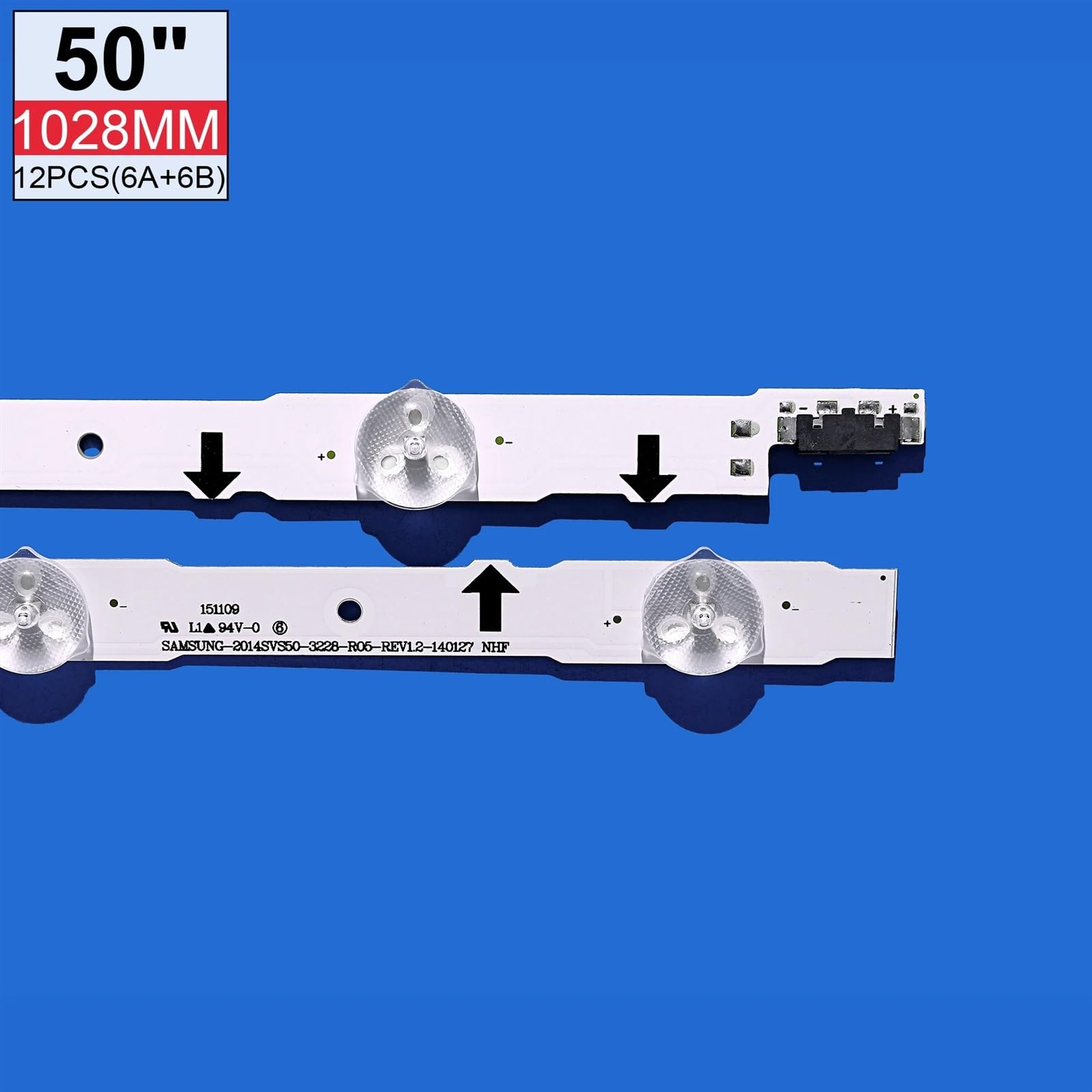 Bande de rétro-éclairage LED, 12 Lampes adaptées for Samsung TV 50 Pouces D4GE-500DCA-R2 D4GE-500DCB-R2 UE50H6350 UN50J5500AF UE50H6200 UE50H5000 UE50H5030