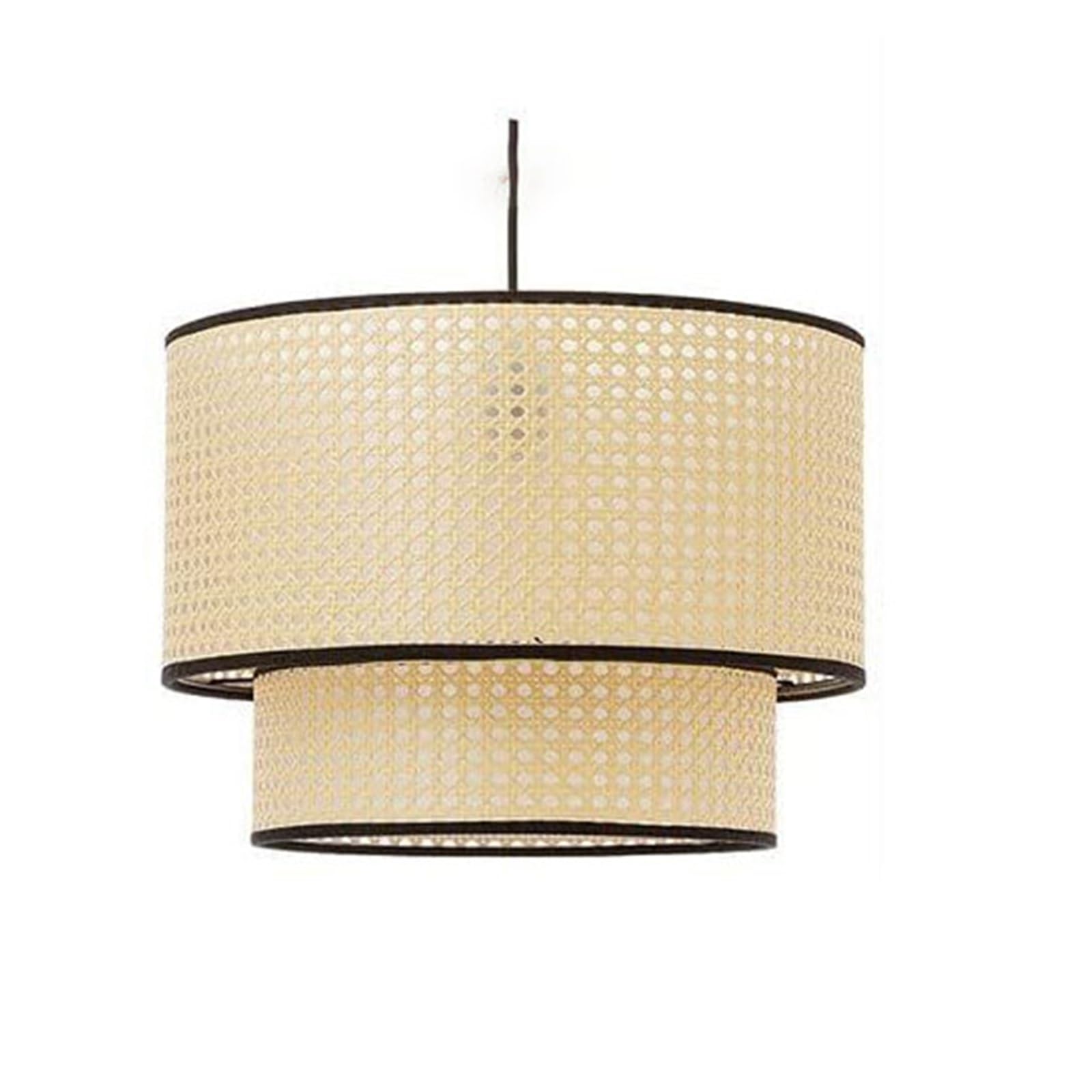 LYMSXAZOU Beige Wicker Chandelier Hollow Lamp Shade Pastoral Style Woven Lantern Ceiling Pendant Rattan Light Fixtures Adjustable