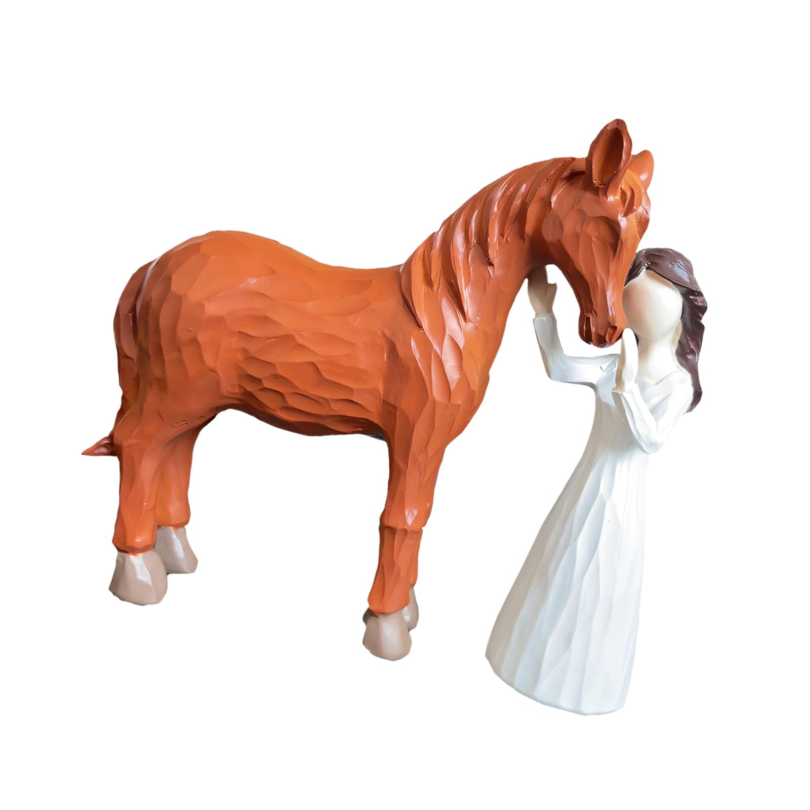 Kaeltsyn Graceful Girl Embraces Horse Resin Sculpture Elegant Decor for Living Room Desktop Shelf Girl Embraces Horse Statue
