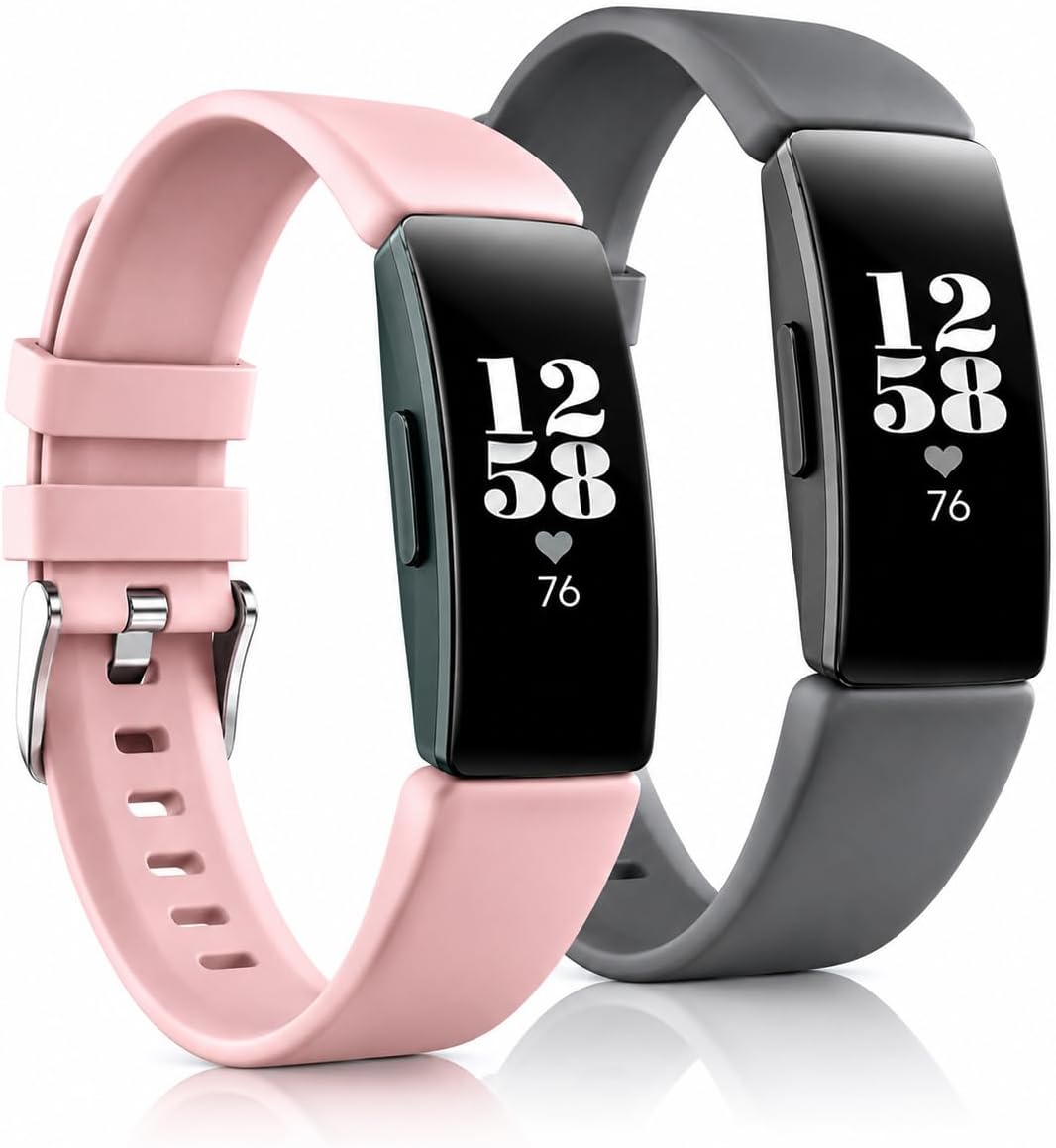 2 Pack Soft Silicone Replacement Wristbands for Activity Trackers, Adjustable Sport Strap with Secure Buckle for Daily Fitness Use, Compatible with Multiple Tracker Models for Women and Men