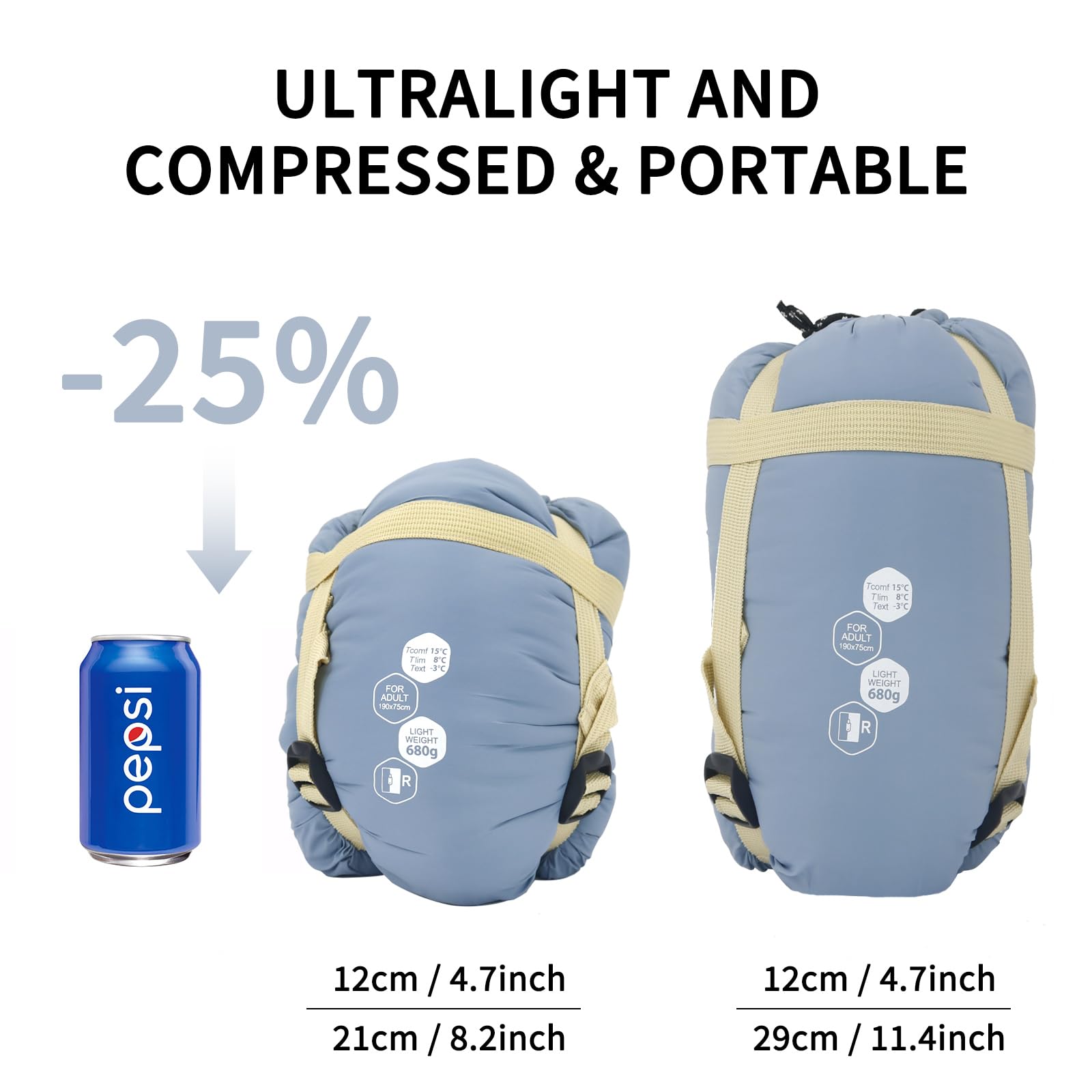 NewDoar Ultralight Backpacking Sleeping Bag - 50-70°F, 1.5lbs