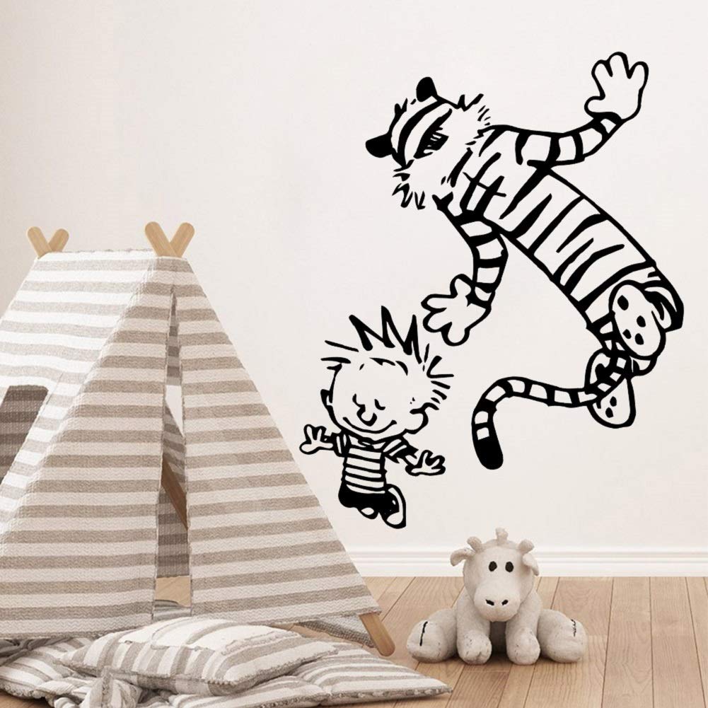 ch.kwok DIY Calvin and Hobbes Dancing Wall Sticker Vinyl Waterproof Wall Art Decal for Kids Rooms DIY Home Decoration Art Mural