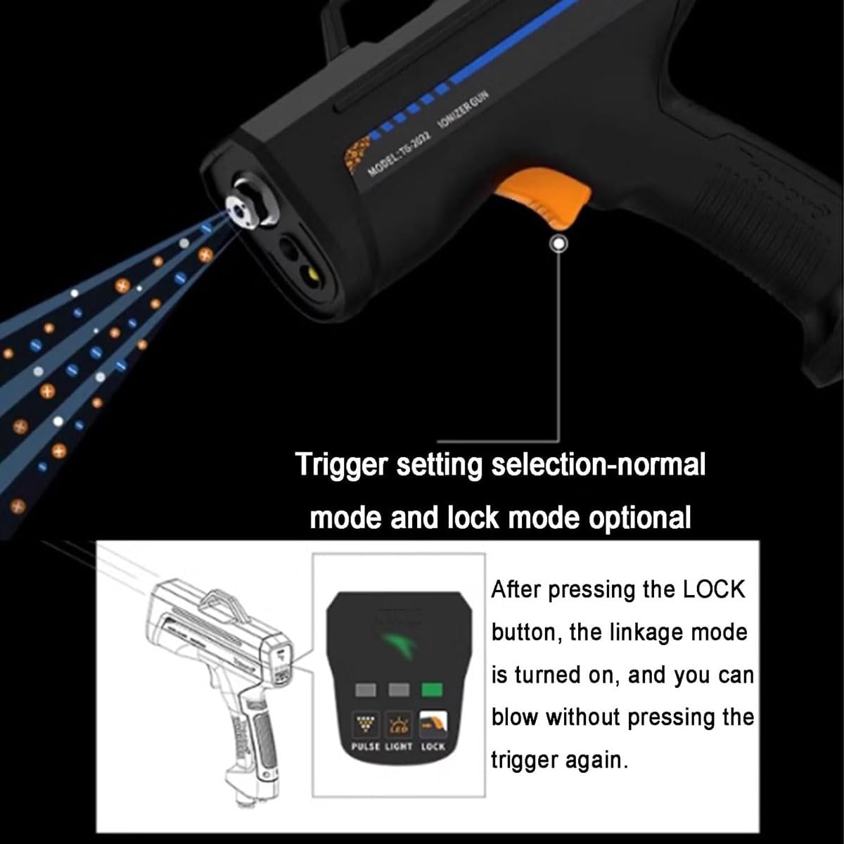 Pistola ad aria ionizzante, dispositivo antistatico portatile con luce di rilevamento della polvere per una rimozione efficiente della polvere nella riparazione elettronica