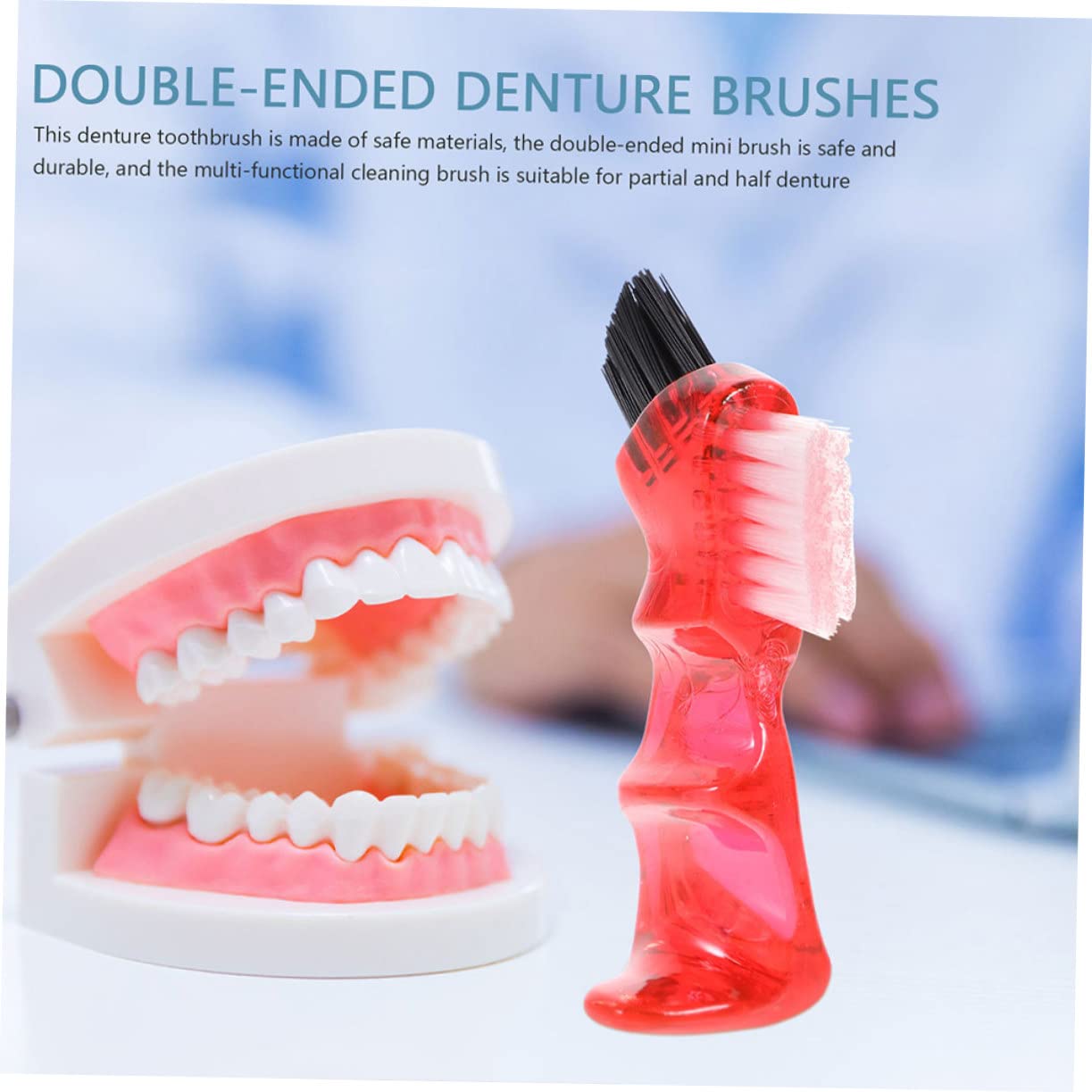 GANAZONO Spazzola per Pulizia Dentiera Multifunzionale Mini Portatile 3 Pezzi in Plastico Pp per Orale Casa e Viaggio