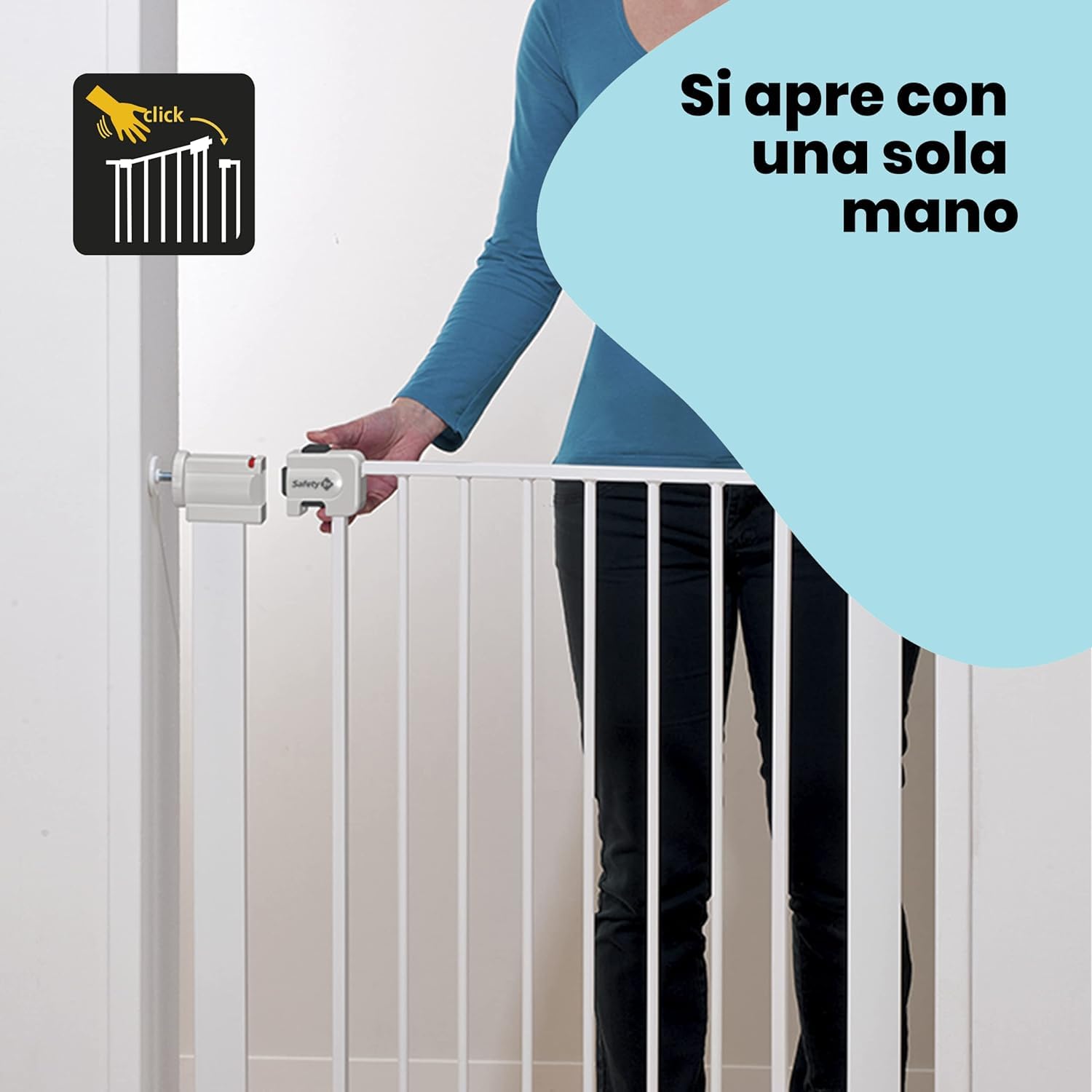 Safety 1st Easy Close Extra Tall Metal Cancelletto di sicurezza alto 91 cm, cancello per bambini, scale, porte e vani con dimensioni 73-80 cm, cancelletto per cani da interno, in metallo colore bianco