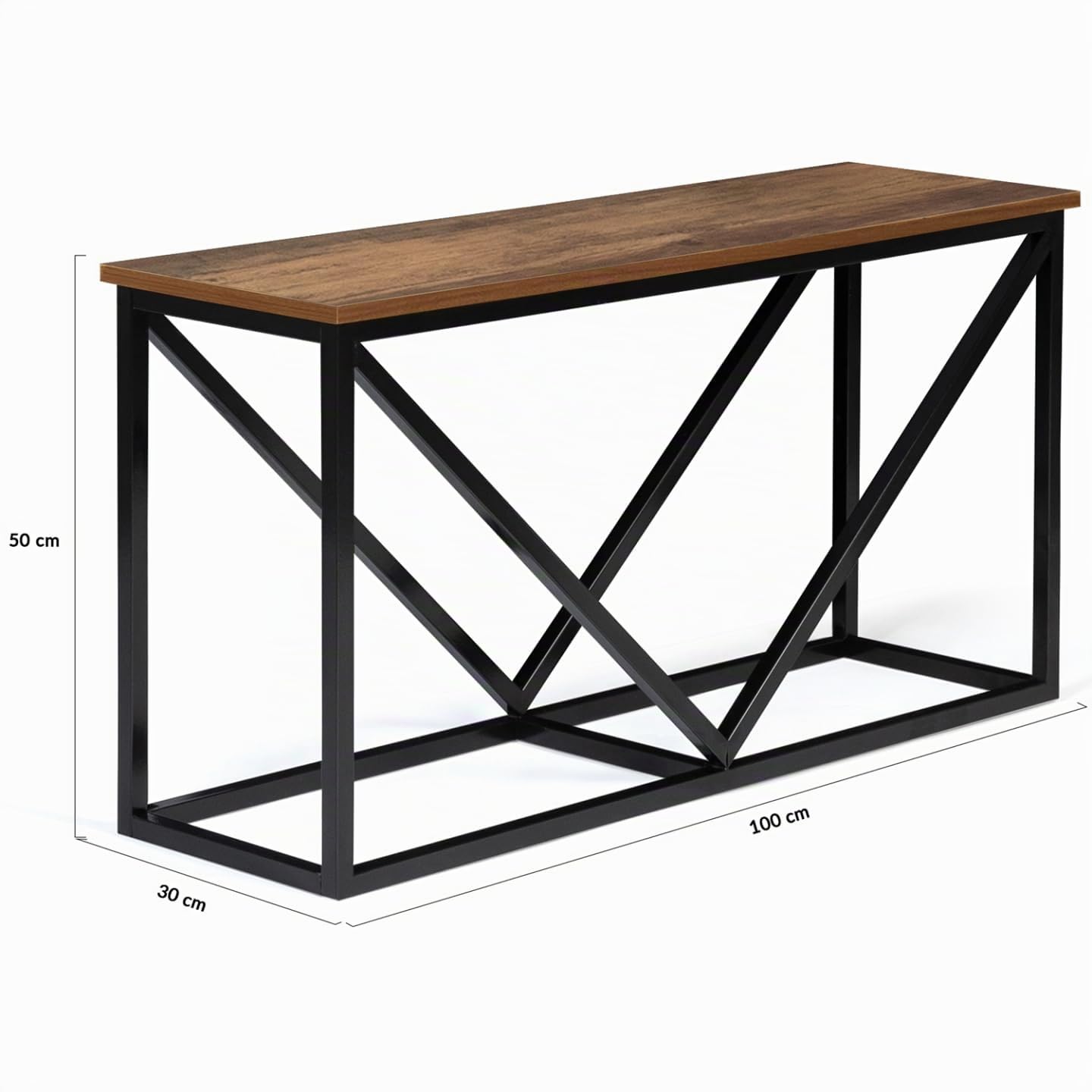 IDMarket - Organizador de troncos horizontal Hawkins de acero negro con bandeja de madera oscura para chimenea