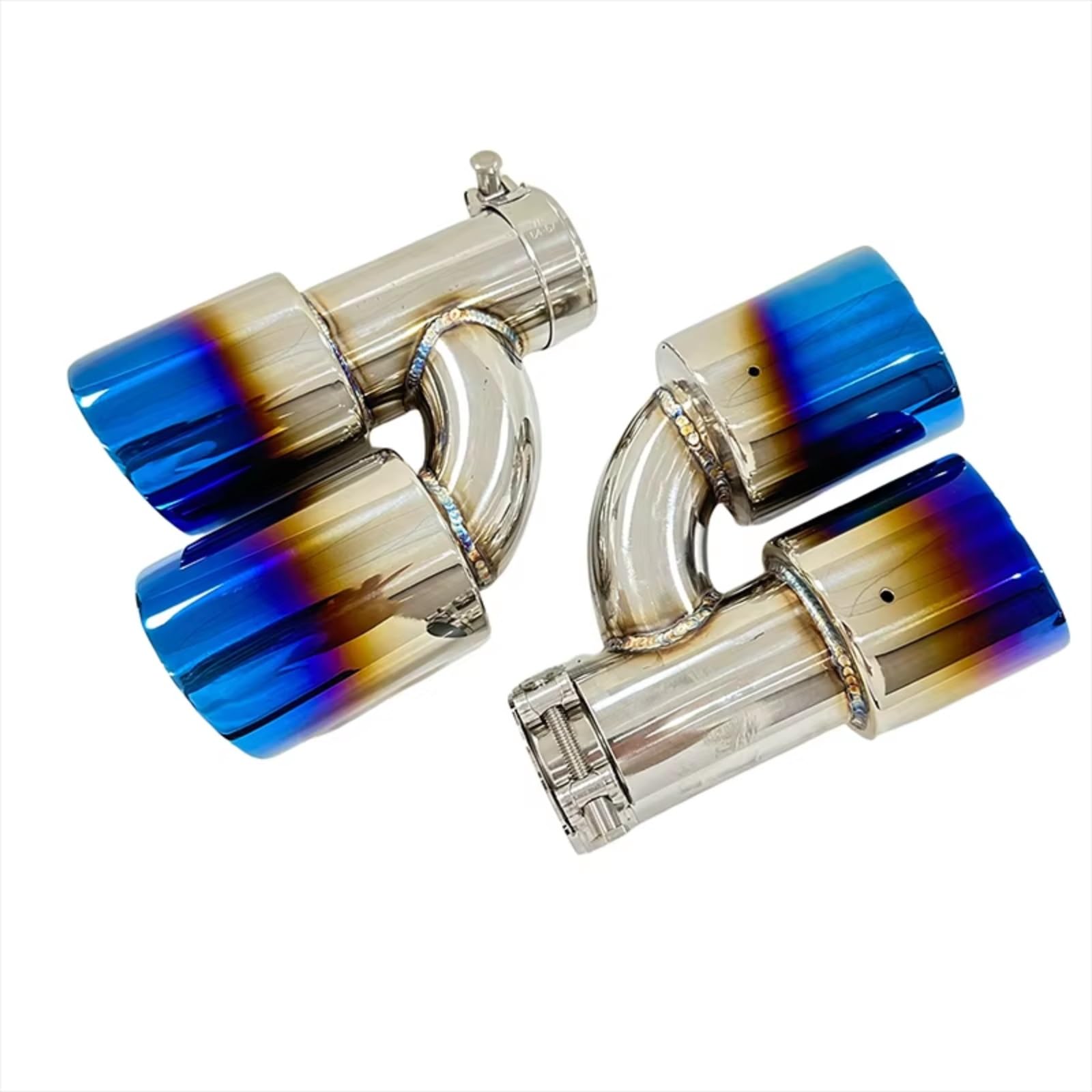 Terminal Escape Tubo Escape Automático Silenciador 4 Salidas Forma H Modificado Galvanoplastia Azul Acero Inoxidable Boquilla Trasera Gran Calibre 1 Pieza(Left 60mm-89mm)