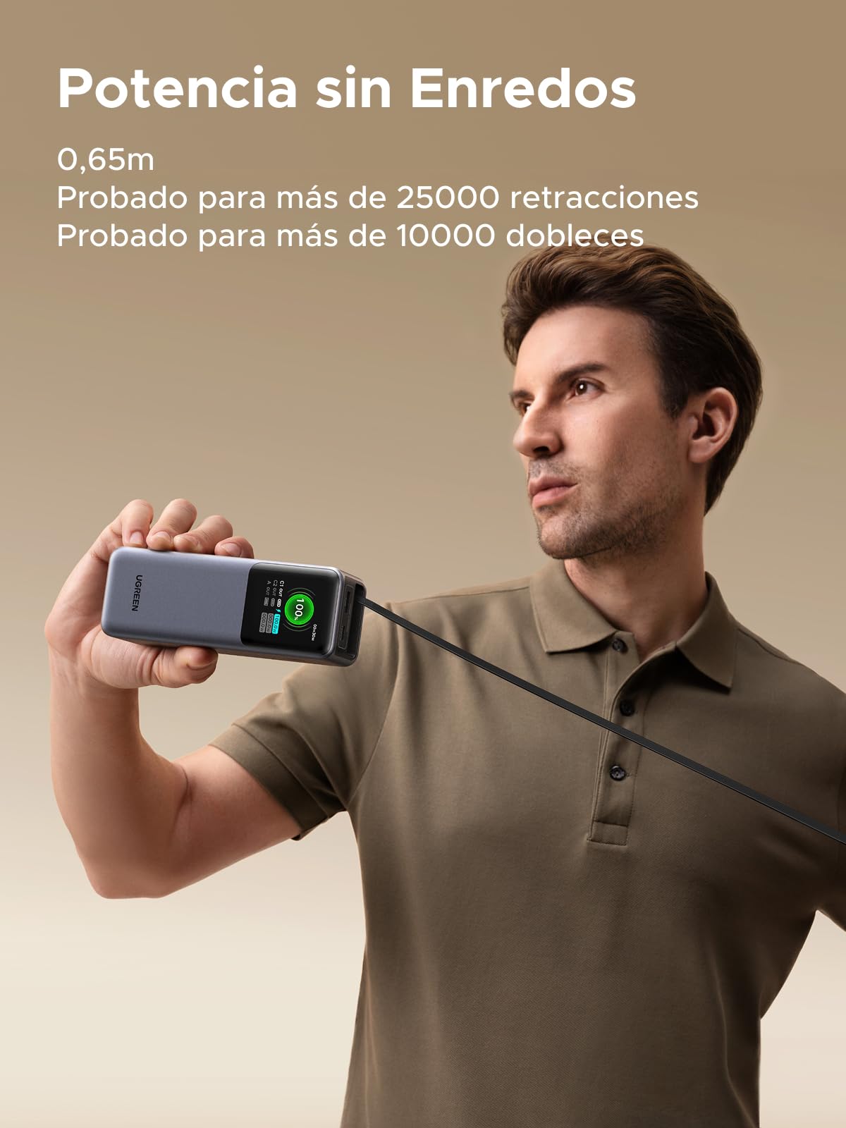 UGREEN Nexode Pro 165W Power Bank 20000mAh Batería Externa USB C PD 100W | Carga Rápida, 3 EN 1, Cable Rétractable, 2 Puertos 1C1A, Pantalla TFT, Cargador PC, Compatible con iPhone 17 16 15 Galaxy S26