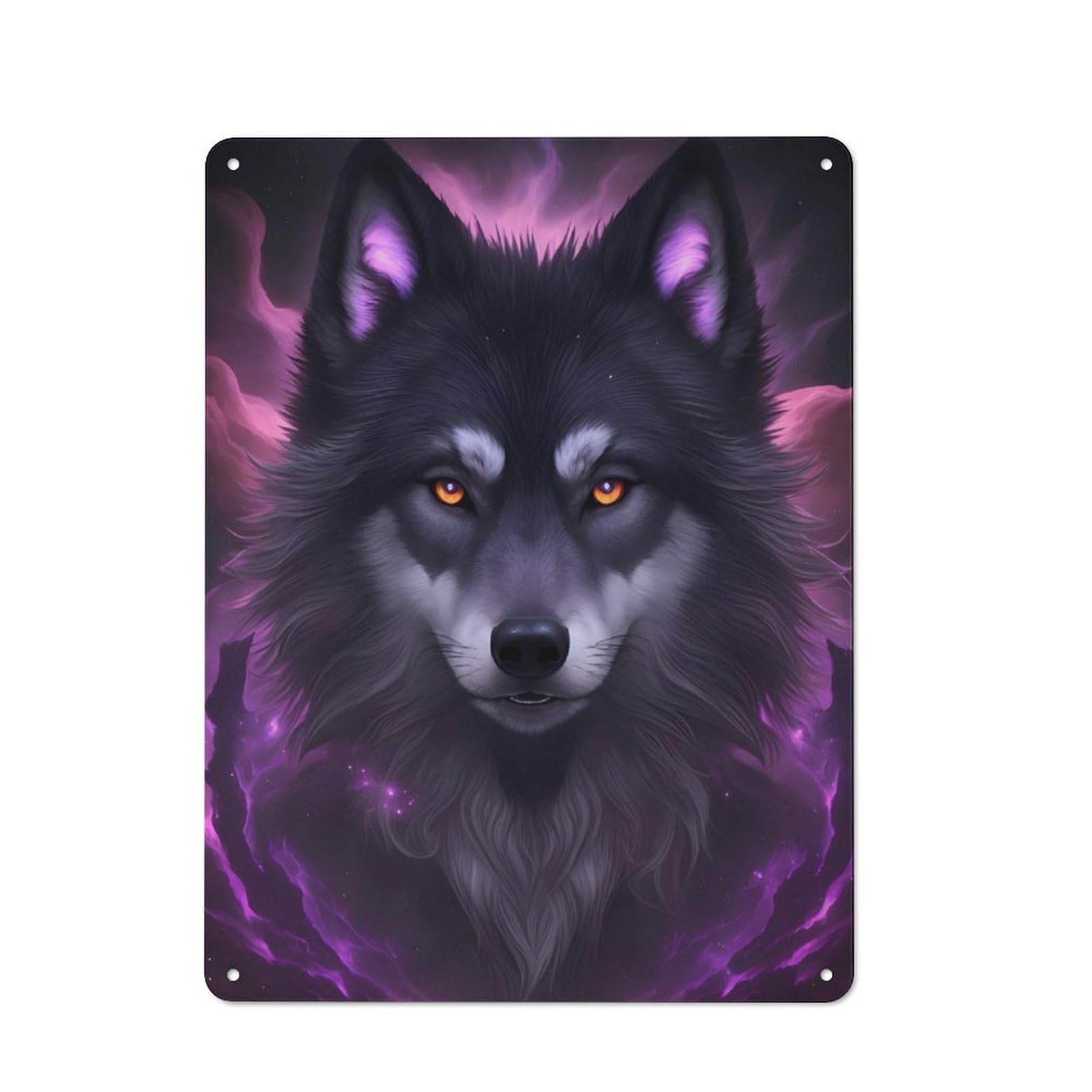 Junmoney Wolf Portrait Tin Wall Plaque 40X30cm With For Hobby Room Or Studio, For Metal Sign Collectors, For Kitchen And Home Bar Decor