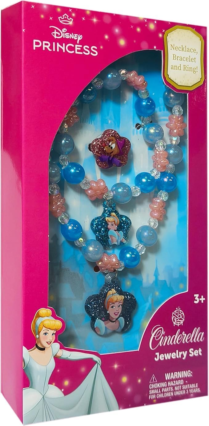 LUV HER Disney Girls Jewelry Set - Dress up Toy Jewelry Box Set with Bead Necklace, Bracelet and Ring - Play Accessories - Ages 3+