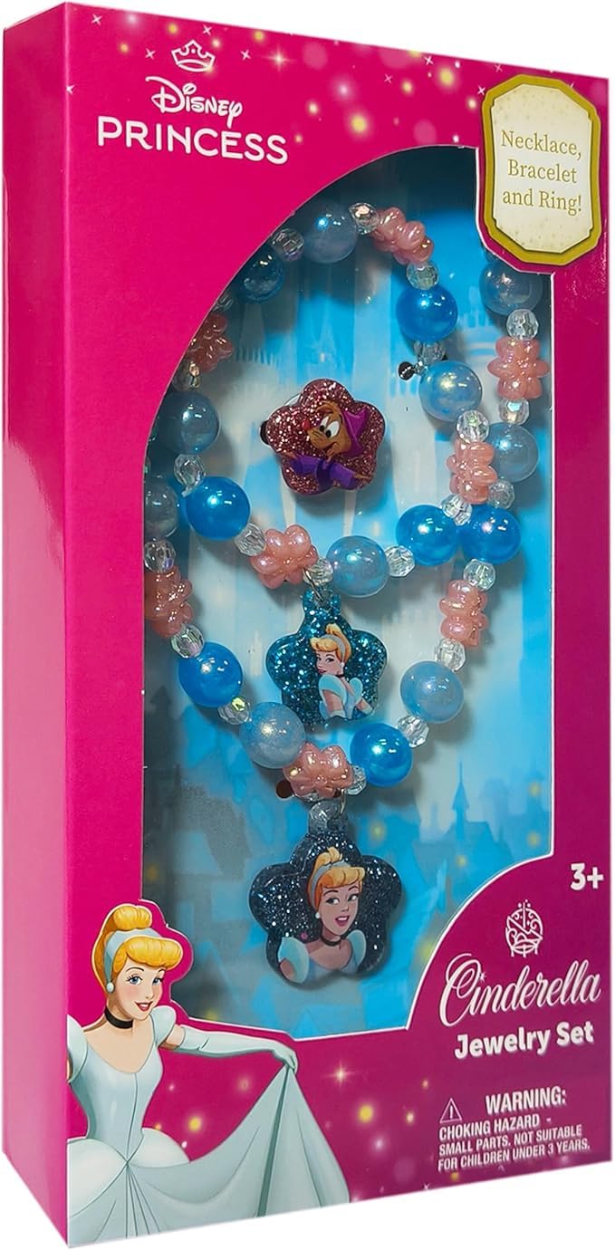 Juego de joyería de Cenicienta Disney Princesses LUV HER de 3 piezas para niñas 8