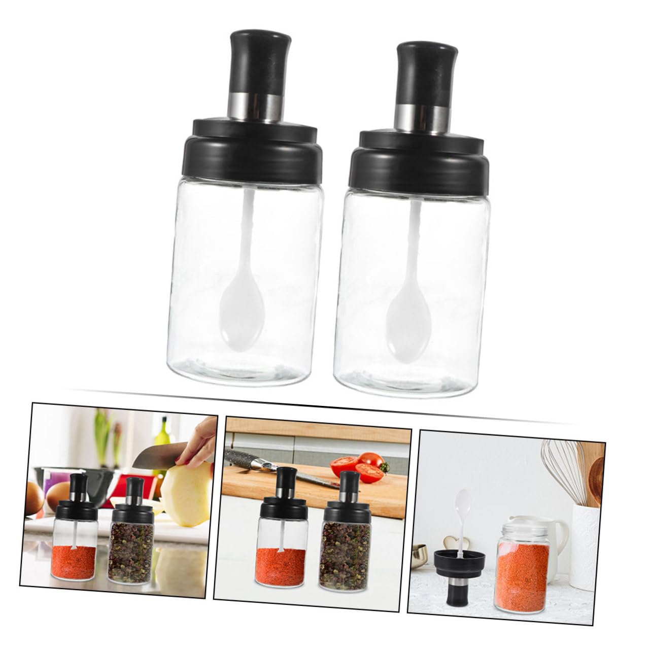 PRETYZOOM 5 Juegos Contenedor De Especias Para El Hogar Frascos Con Tapa Azúcar Dispensadores Matraz Avena Dispensador De Miel Tapas Tarro De Miel Y Galleta Gel De Sílice 2 Piezas * 5