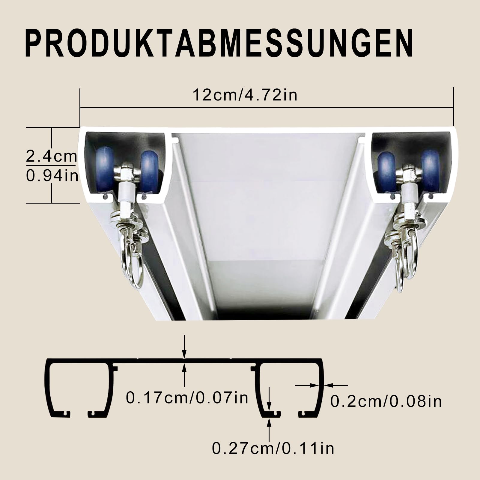 Rail de Rideau Double Silencieux, Double Rails de Rideaux(Blanc,230 cm) | Aluminium, pour Salon, Chambre, Bureau,Blanc