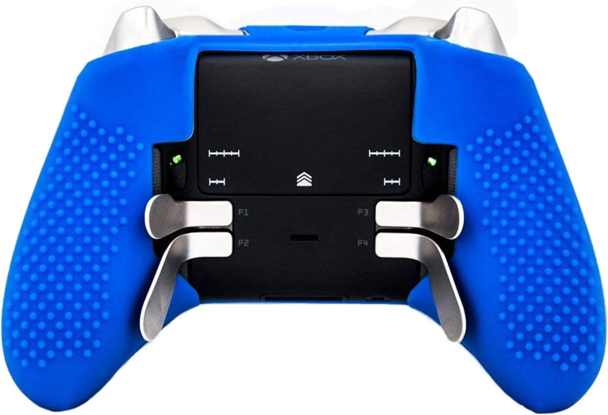 Taifond Anti-Slip Silicone Controller Cover Protective Skins for Microsoft Xbox One Elite Controller with Two Thumb Grip Caps (Blue)