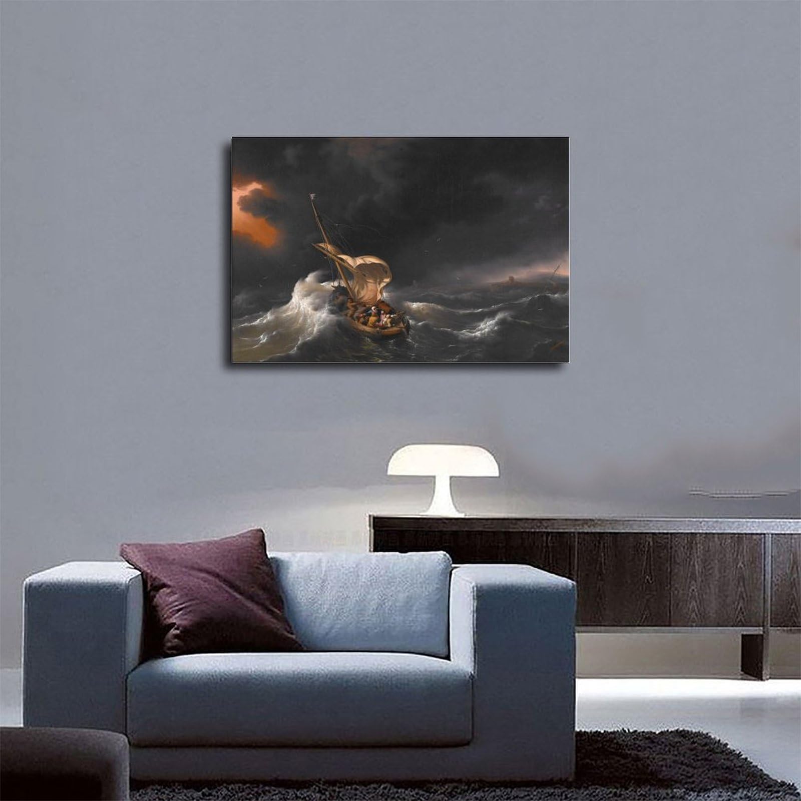 WCYB Ludolf Backhuysen Kunstdruck auf Leinwand, Motiv: Christus im Sturm auf dem See Genezare", Wanddeko für Büro, zum Aufhängen, 50,8 x 76,2 cm (L x B)