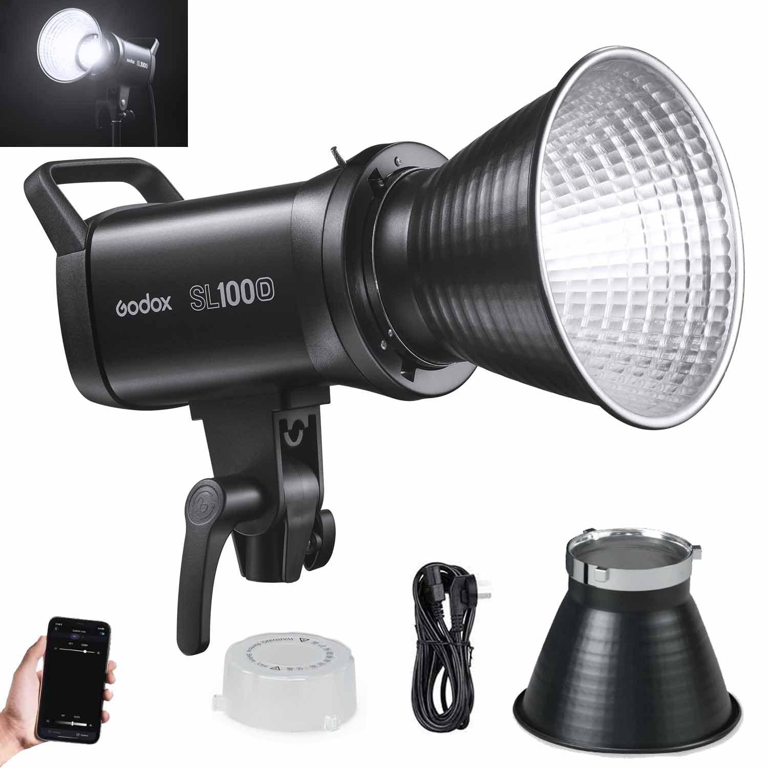 Godox SL100D 100 W 5600 K 100 W biała wersja panel LCD LED światło wideo ciągłe wyjście Bowens Mount Studio Light (Godox SL100D)