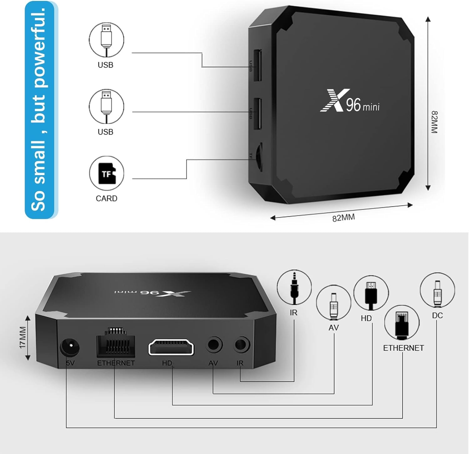 Box Android TV 4K X96 Mini Android TV Box 2GB/16GB Reproductor multimedia de transmisión continua Android 11 Best Chip Quad Core Chipset 64 Bits X96 Mini 2GB/16GB Caja TV