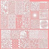 24 stencil da pittura, stencil geometrici e floreali riutilizzabili, stencil a strati astratti per mobili in legno, decorazioni per pavimenti e artigianato, con motivo floreale e strisce