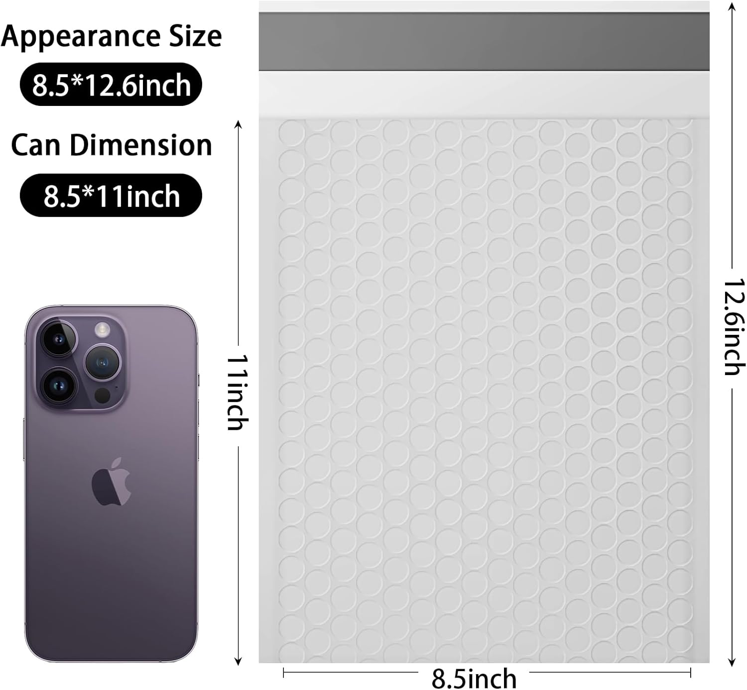 DaSen Bubble Mailers, 8.5x11 Inch Padded Bubble Mailers Pack of 50 Bubble Envelopes Opaque Self Seal Adhesive Waterproof Bags for Shipping and Packaging (White, 8.5x11-50Pc) - Image 2