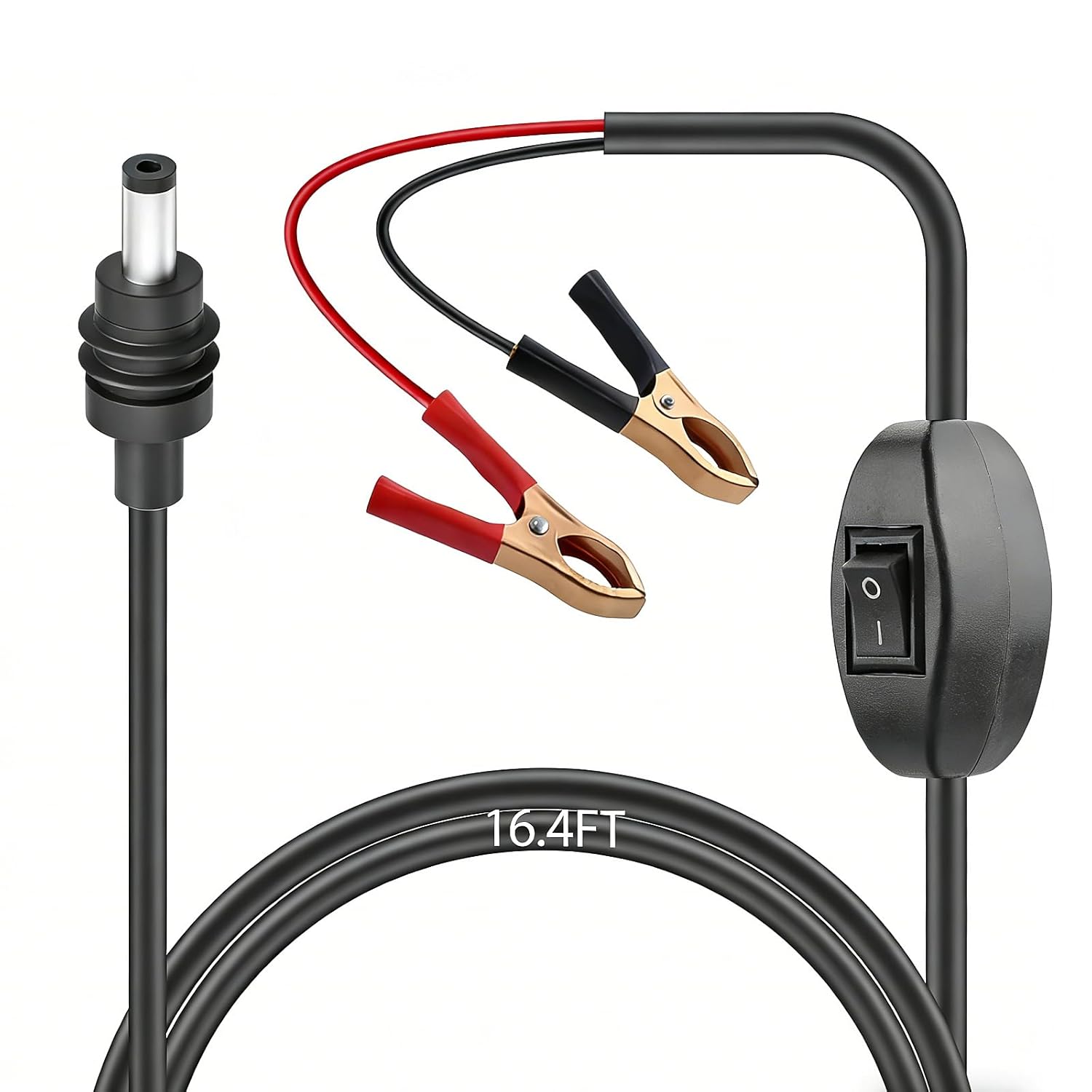 Starlink Mini Adapter Direct to Battery 12V-48V Alligator Clips to DC Power Cable with 30A 16AWGSwitch DC 5.5 * 2.1mm to Clamp Power Cord for Car Truck RV Boat (5M(16.4Ft))