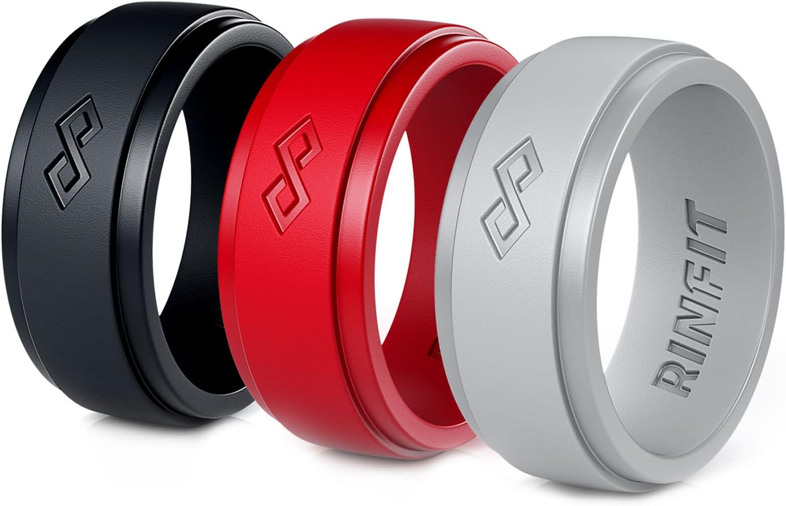 Silicone Rings for Men 9mm Wide, 2mm Thick - Mens Rubber Wedding Bands - Infinity Silicone Rings for Him - Patented Design