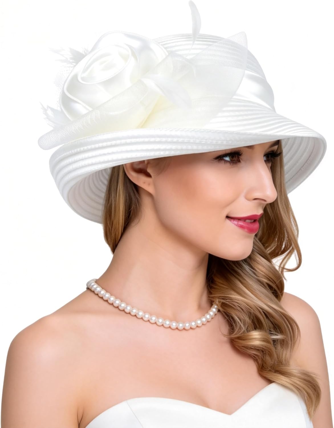 Women Derby Church Dress Cloche Hat Fascinator Floral Tea Party Wedding Bucket Hat S052