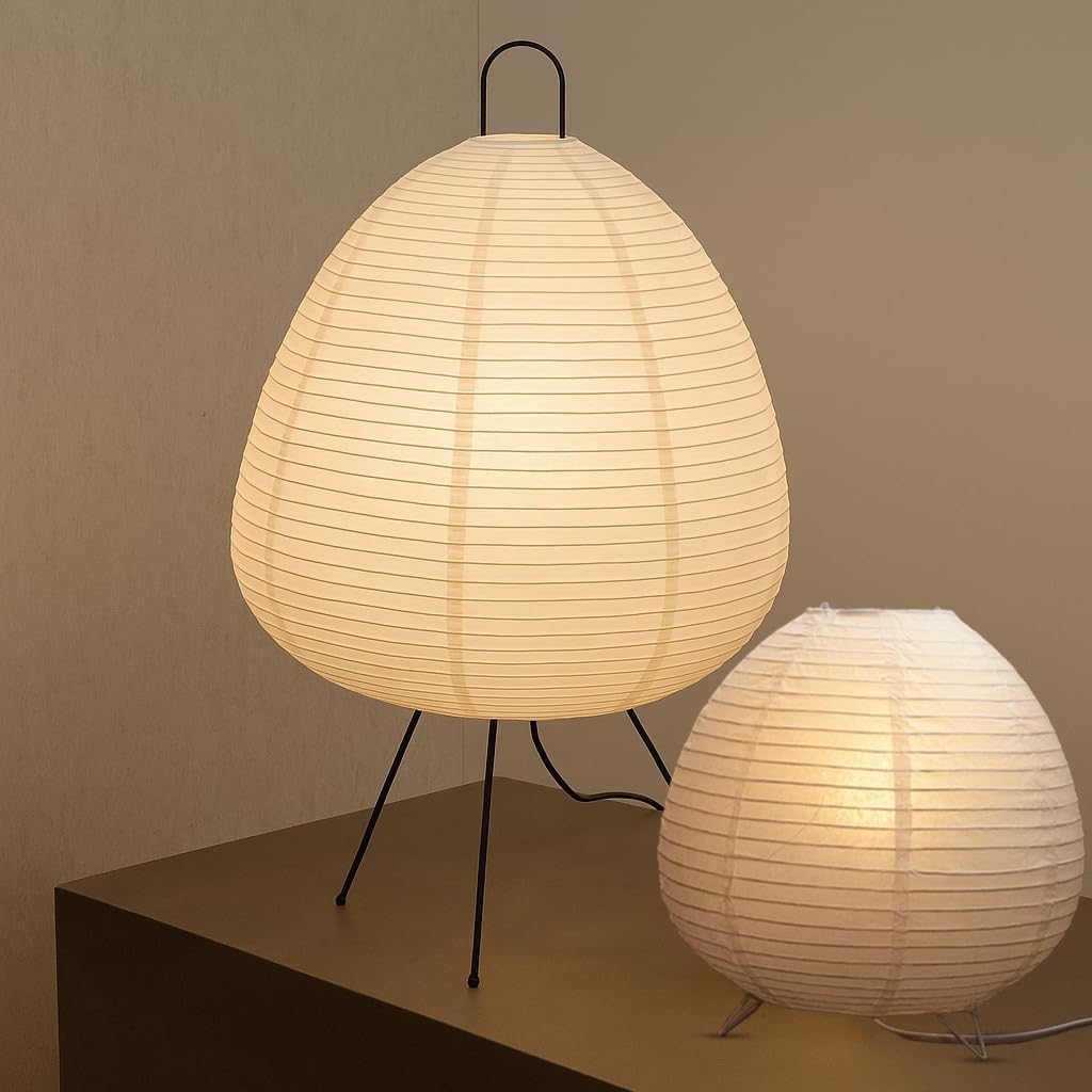 Nogy Japanese Decor Lantern Lamp Bundle: Japandi Style Paper Lanterns with Eco-Friendly Rice Paper Shades for Bedrooms and Living Spaces