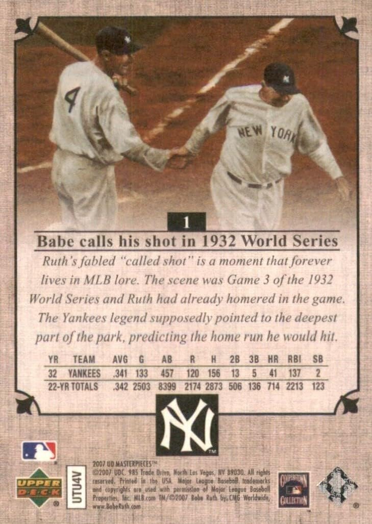 2007 Upper Deck UD Masterpieces Baseball Series Complete Mint Hand Collated Basic 90 Card Set Loaded with Stars Including 3 Babe Ruth Cards