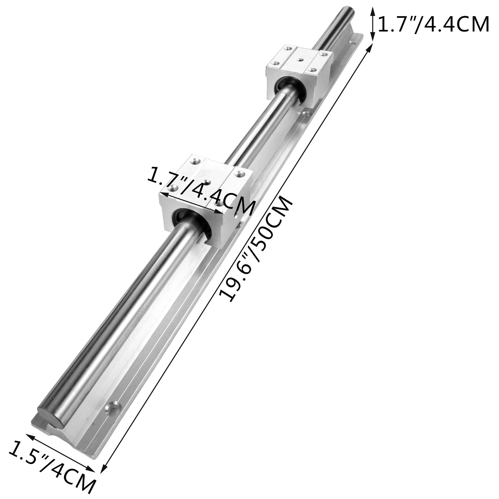 VEVOR Prowadnica liniowa 2 szt. 500 mm SBR16 z 4 prowadnicami SBR16UU, śruba kulowa, szyna prowadząca do drukarki 3D CNC