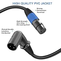 Vista 6 de LanSenSu Cable de enchufe XLR en ángulo recto XLR a recto, cable equilibrado macho de 90 grados a macho recto de 3 pines a 3 pines
