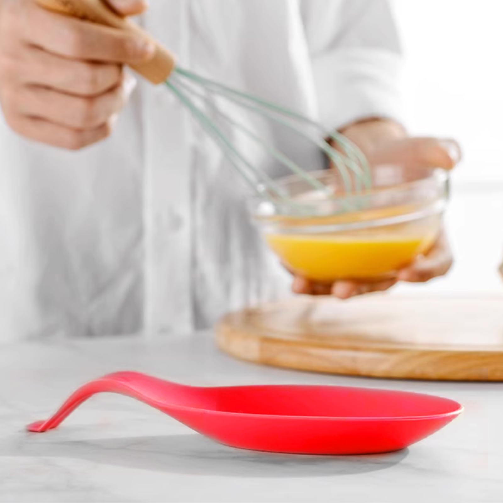 Silicone Spoon Rests, Kitchen Utensil Holders for Stove Top,Silicone Spoon Holder for Kitchen Counter (Red)