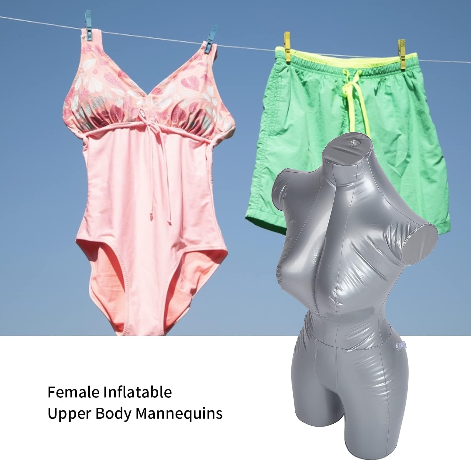 Présentoir de Vêtements, Modèle de Mannequin Gonflable Féminin en PVC Présentoir de Vêtements du Haut du Corps pour Affichage de Fenêtre et de Vêtements