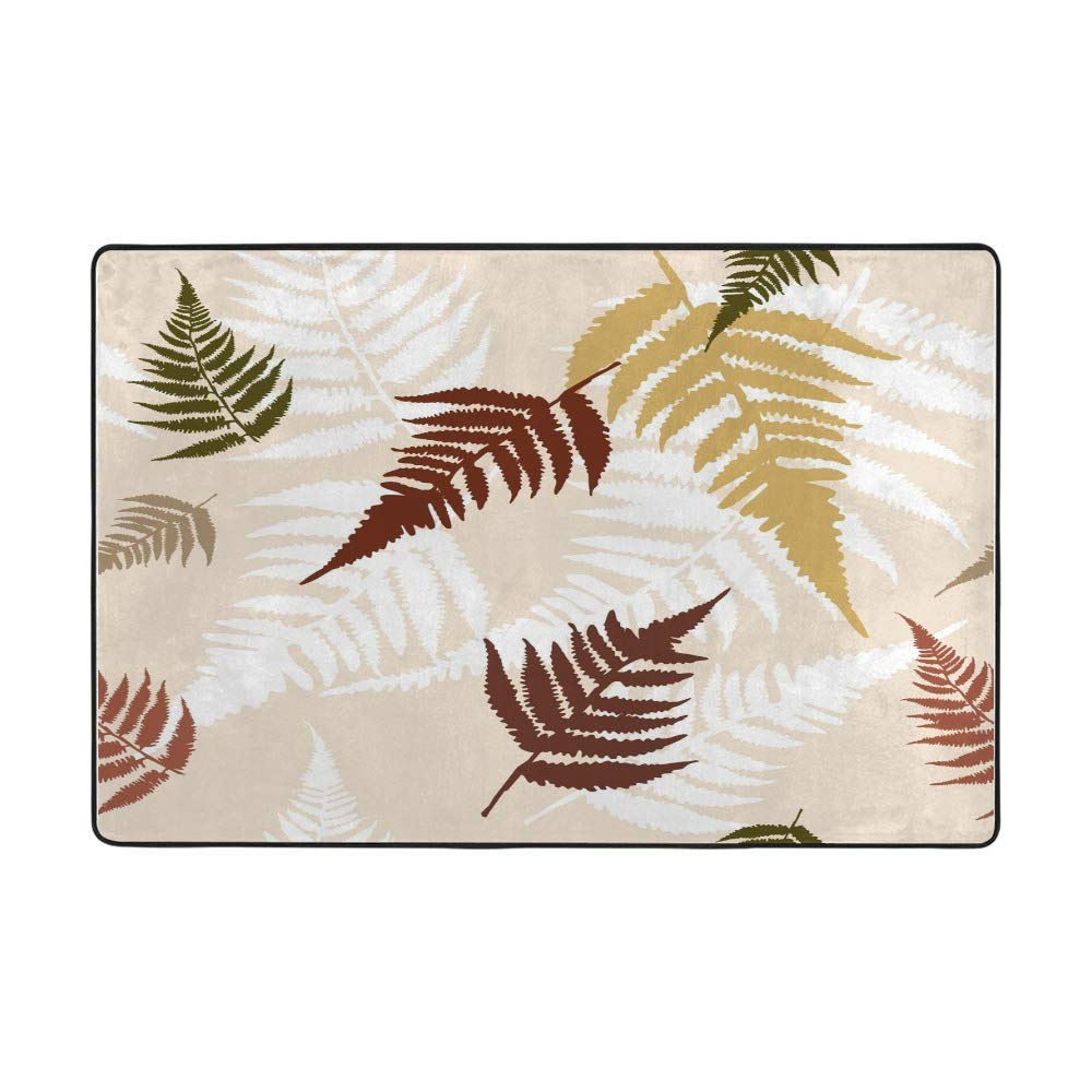 Tapis antidérapant avec fougère grand tapis de sol lavable de salon