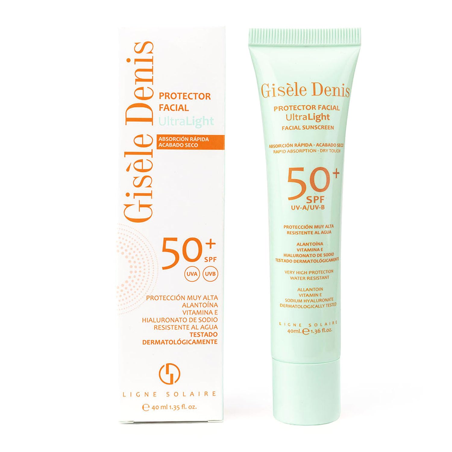 GISÈLE DENIS - Protector Solar Facial Ultralight 40 ml, Protección FPS50+, Crema Solar, Cuidado de la Piel, Absorción Inmediata y Acabado Mate, Hidrata la Piel, Resistente al Agua, para Uso Diario