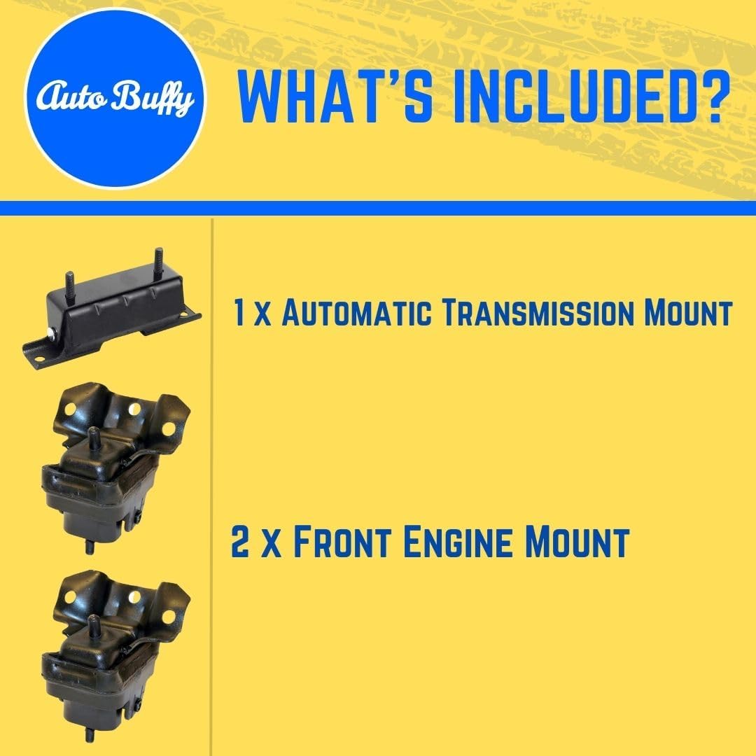 Engine Motor Trans Mount Kit Set 3pc Fits Silverado Sierra Tahoe Yukon 4WD Replacement for 3211 A5365 2638 A2638