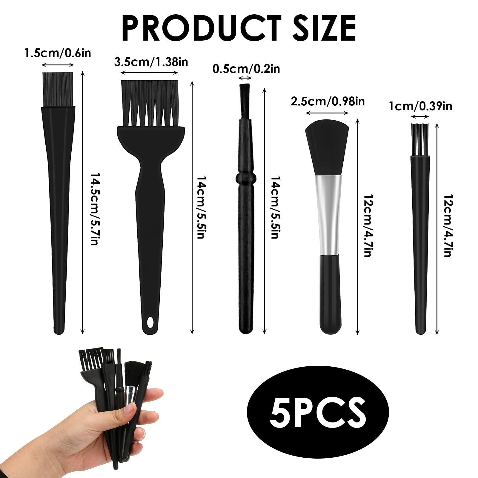 Tastatur Reinigungsset Spinsel, 5pcs Tastatur Reinigen Bürste Aus Nylon Keyboard Cleaner Anti Statische Reinigungspinsel ESD Bürste PC für Laptop Motherboards Leiterplatte Reinigungsbürste Set