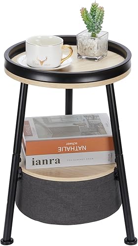 Miniatura 11 de Mesa auxiliar redonda, mesa redonda de sofá de 11.8 x 17.8 pies, mesa redonda pequeña, mesa de centro pequeña, sala de estar, dormitorio