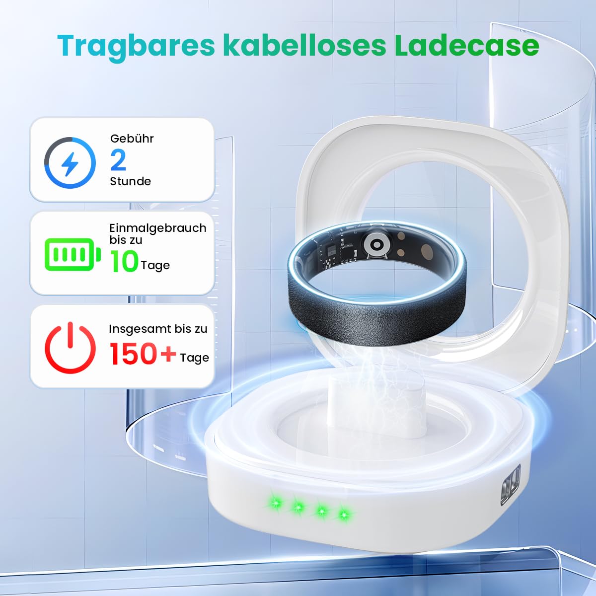 Rogbid R2 Titanlegierung Smart Ring für Herren Damen Smartringe Gesundheit Tracker mit Herzfrequenz, Blutsauerstoff, Blutdruck, Schlaftracker, IP69 wasserdicht für iPhone und Android Schwarz (10#)