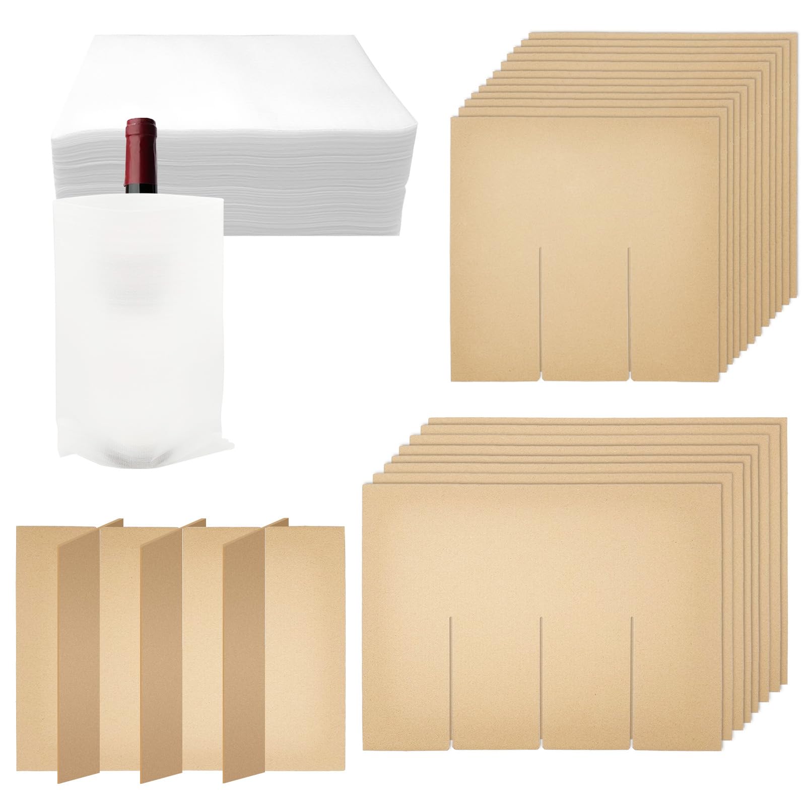 2 Sets Glass Divider Kits for Moving, Dish Packing Kitchen Moving Boxes Kit, Cardboard Dividers for Packing Shipping with 48 Pcs Foam Pouches Fits in