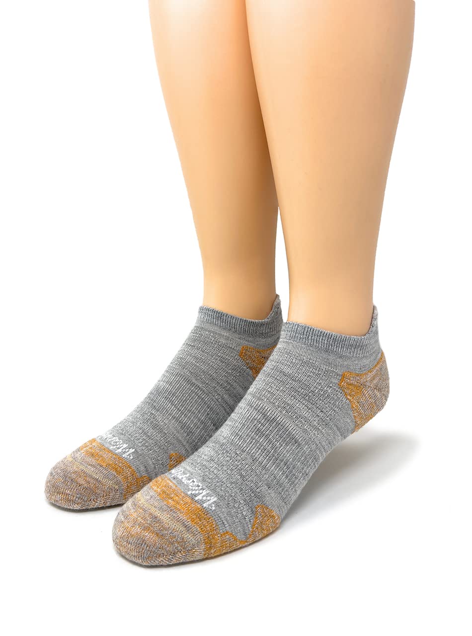 Warrior Alpaca Socks - Max Endurance Cushioned Tab Ankle Socks - Comfort Collection - Unisex (Grey/Gold - Large)