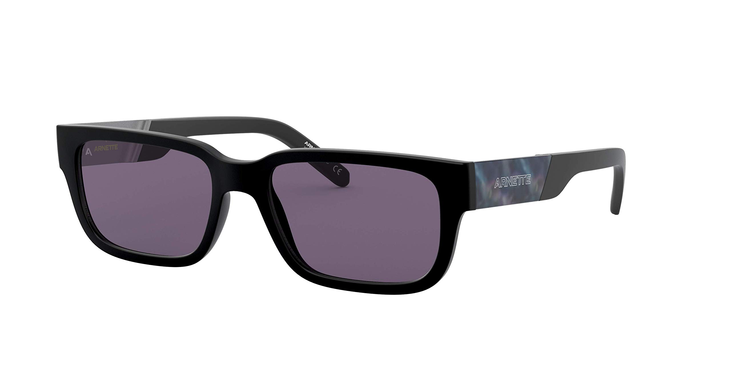 ARNETTE Man Sunglasses Matte Black Frame, Violet Lenses, 53MM