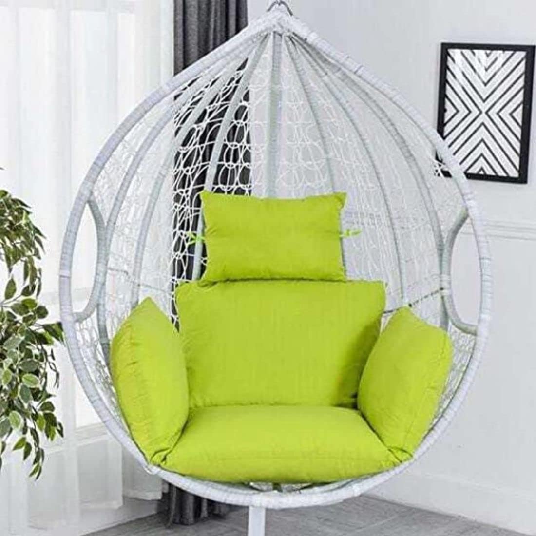 ANAND INDIA GROUPS Polyester Designer Cushion for Hanging Basket Swing Chair for Outdoor Egg Swing Chair/Garden Swing, Seat Padded Pillow Cushion (Green)-picture-15