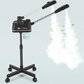 TASALON 2 in 1 Professional Facial Steamer on Wheels -with Ozone and Hot & Cold Mist, Ionic Facial Steamer Kit for Facial Deep Cleaning and Moisturize, SPA & Home, Ozone Face Humidifier - Black