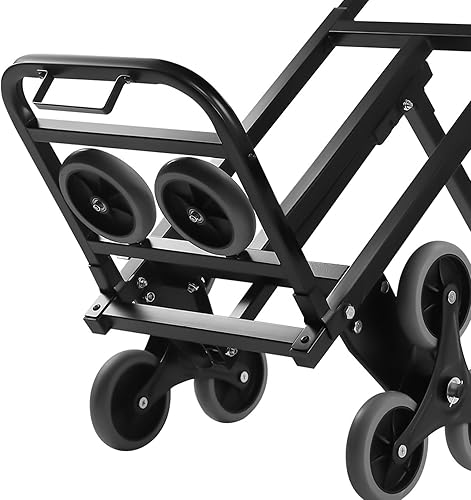 Miniatura 6 de Carro de mano plegable de alta resistencia de 400 libras, carrito de escalada de escaleras con mango telescópico, carrito plegable de acero con