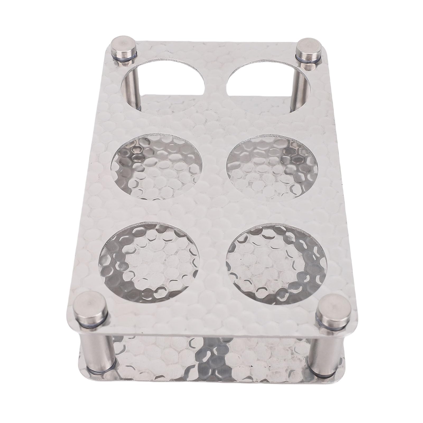 Bandeja de Soporte de Vidrio de Acero Inoxidable de 6 Orificios, Bandeja Duradera para Servir Tazas para Bar, Cocina, Fiesta y Club (Plata 2x3=6 Agujeros (Apertura de 3,8 cm/1,5)