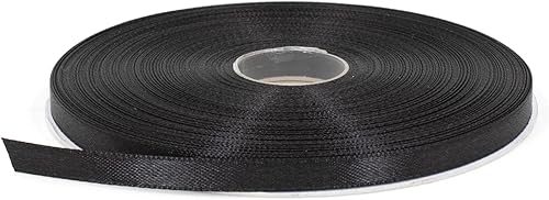Cinta de satén negra de 14 pulgadas x 50 yardas, color sólido de doble cara, rollo de cinta gruesa y duradera para envolver regalos, manualidades,