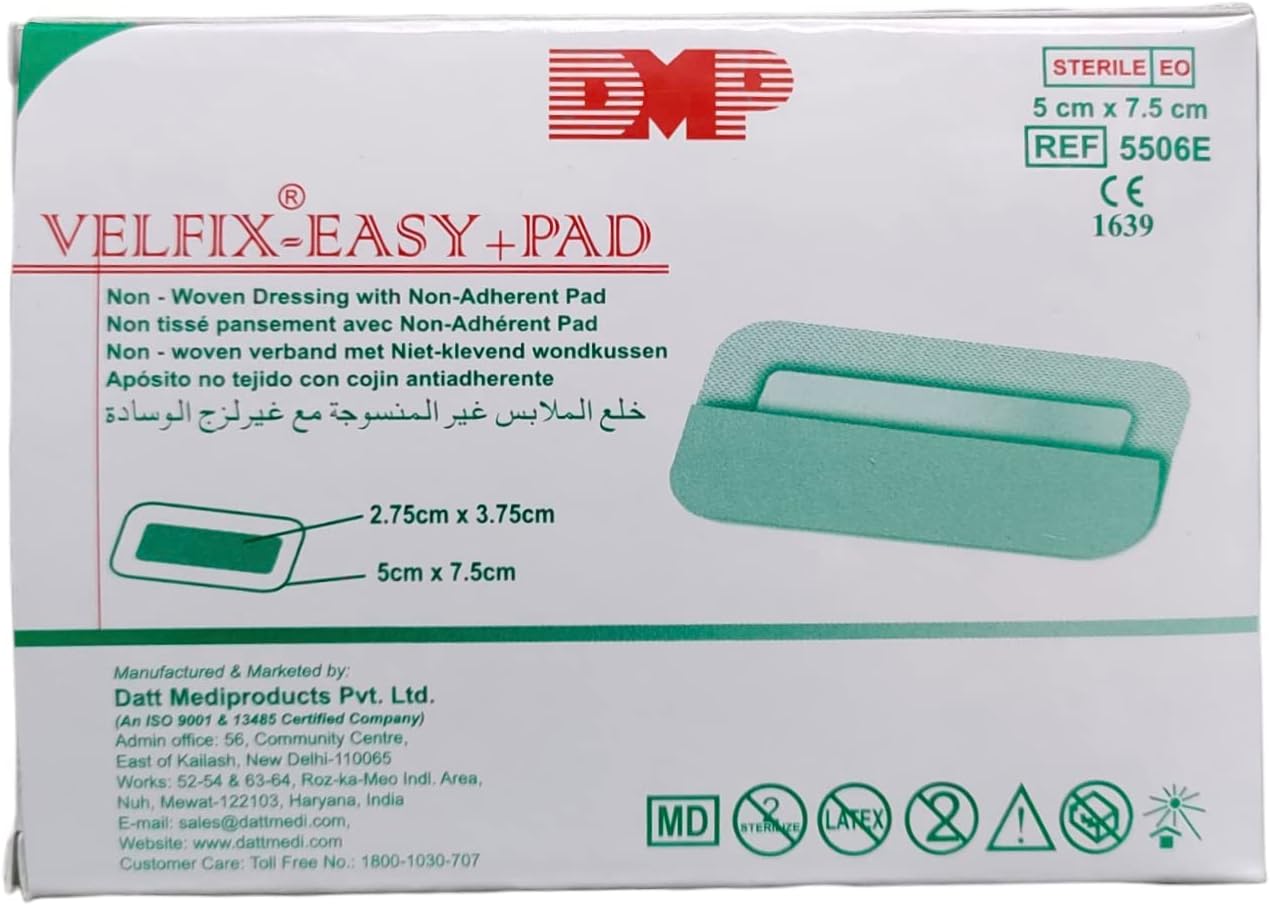 Velfix Easy+Pad Dressing for wounds 5cm x 7.5cm (pack of 5pcs)